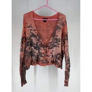 Avant Toi Cardigan Women's XXS Pink Black Distressed V-Neck Button Italy